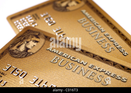 Les cartes de crédit, American Express, AMEX, Gold Business Card Banque D'Images