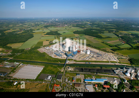 Vue aérienne, Castrop-rauxel4 centrale de charbon de l'éon Energy Corporation, la construction du canal Dortmund-Ems, gel, Recklinghausen Banque D'Images