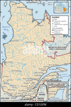 Carte politique du Québec Banque D'Images