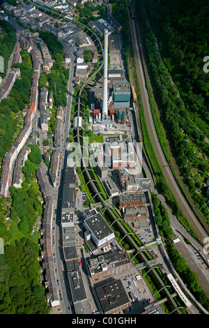 Vue aérienne, monorail suspendu, Bayer Werk plante, Friedrich-Ebert-Strasse, Selmaweg rue street, Bayer Schering Pharma AG Banque D'Images