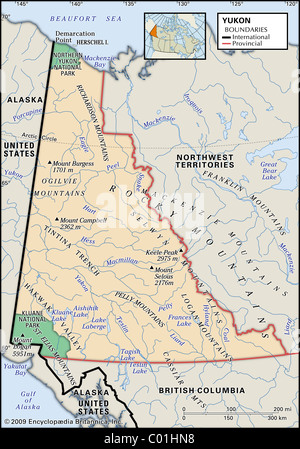 La carte du territoire du Yukon. Banque D'Images