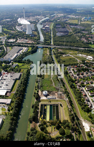 Vue aérienne, Herne Stadthafen ville port, Ruhr, Nordrhein-Westfalen, Germany, Europe Banque D'Images