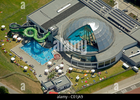 Vue aérienne, ancien métallique motifs, Neue Mitte Oberhausen développement commercial, zone centro shopping mall, marina Banque D'Images