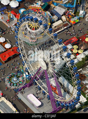 Vue aérienne, Cranger Kirmes funfair, grande roue, Herne, Ruhr, Nordrhein-Westfalen, Germany, Europe Banque D'Images