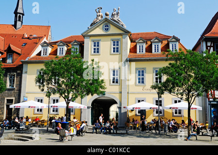 Des terrasses de cafés sur la place de la colère, Erfurt, Thuringe, Allemagne, Europe Banque D'Images