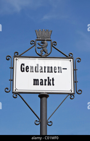 Plaque de rue, de la place Gendarmenmarkt, Mitte, Berlin, Germany, Europe Banque D'Images