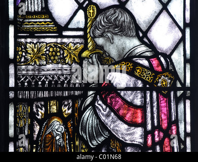 Fenêtre Memorial à St Andrew's Church, Grand Staughton, Cambridgeshire, Angleterre, RU Banque D'Images