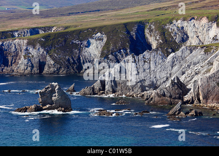 Dooega, falaises de l'île d'Achill, Comté de Mayo, Connacht province, République d'Irlande, Europe Banque D'Images