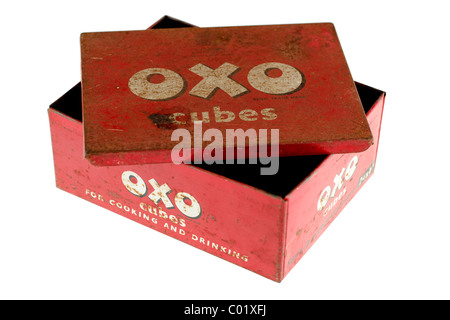 Old Vintage rouille rouge cubes OXO tin. Seulement ÉDITORIALE Banque D'Images