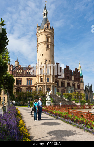 Schloss château de Schwerin, Mecklembourg-Poméranie-Occidentale, Allemagne, Europe Banque D'Images