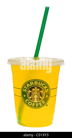 Boire du jus d'Orange Starbucks Banque D'Images
