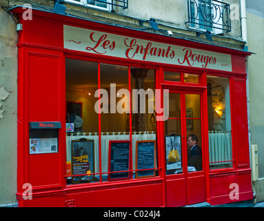 Paris, France, Restaurant Bistro français, ancienne boutique « les enfants rouges », dans le quartier du Marais, panneau de restaurant français Banque D'Images