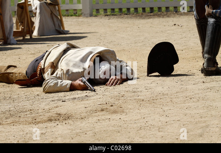 Ouest Américain Gunfight re-enactment Banque D'Images