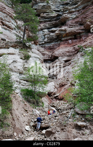 Geoparc Bletterbachschlucht canyon, Mt. Le Weisshorn, près de Aldein, Patrimoine Mondial de l'UNESCO, dans le Tyrol du Sud, Italie, Europe Banque D'Images