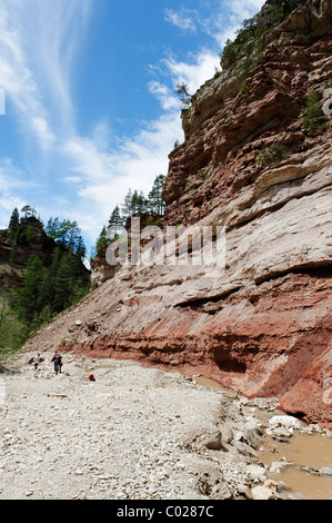 Geoparc Bletterbachschlucht canyon, Mt. Le Weisshorn, près de Aldein, Patrimoine Mondial de l'UNESCO, dans le Tyrol du Sud, Italie, Europe Banque D'Images