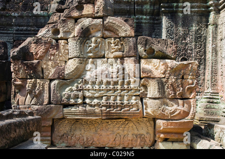 Soulagement en pierre, Ta Som, temple des temples d'Angkor, Siem Reap, Cambodge, Indochine, Asie du sud-est Banque D'Images