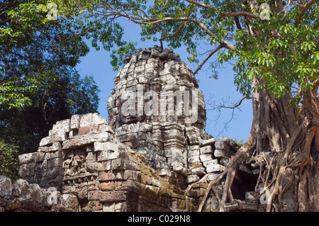 Tour de visages, Ta Som, temple des temples d'Angkor, Siem Reap, Cambodge, Indochine, Asie du sud-est Banque D'Images