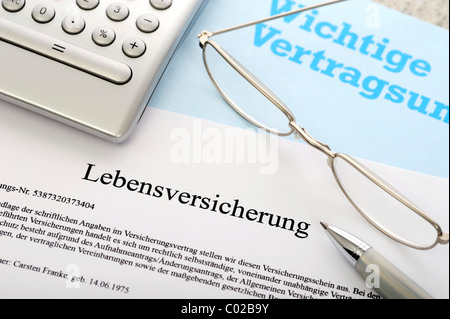 Documents d'assurance-vie allemande Banque D'Images