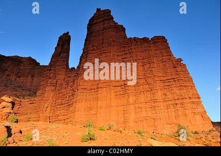 Fisher Towers dans la voie navigable de la rivière Colorado près de Moab dans l'Utah, USA Banque D'Images