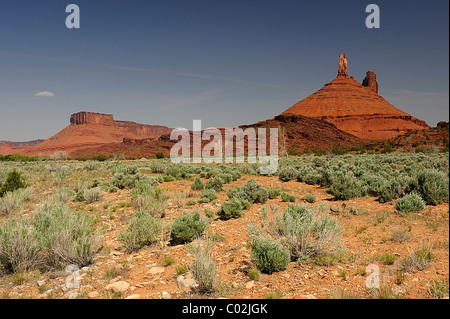 Castle valley collines de grès dans l'Utah le long de la route UT-128, USA Banque D'Images
