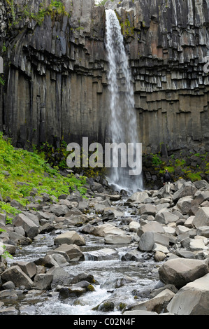 Cascade de Svartifoss, le parc national de Skaftafell, l'Islande, de l'Europe Banque D'Images