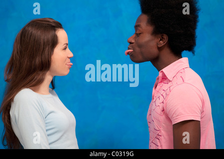 La femme et l'homme, grimace Banque D'Images