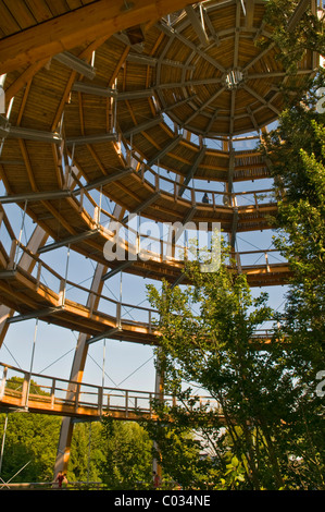 La plate-forme de l'arbre, 44 mètres de haut, la plus longue du monde Tree Top walk, sans obstacles, sous forme de spirale, Neuschoenau Banque D'Images