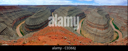 Vue panoramique sur les méandres de la Rivière San Juan, Cygne State Park, Utah, USA Banque D'Images