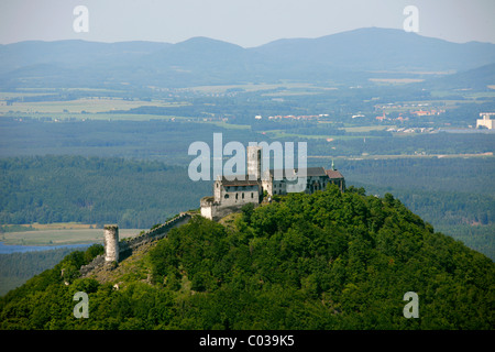 Vue aérienne, le château et la colline du château, Ceska Lipa, Mladá Boleslav, Central Bohemia, République Tchèque, Europe Banque D'Images