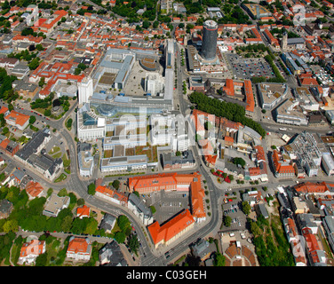 Vue aérienne, JenTower, usine de Jenoptik, Université de Iéna, quartier Stadtmitte, Iéna, Thuringe, Allemagne, Europe Banque D'Images