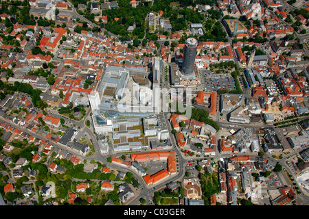 Vue aérienne, JenTower, usine de Jenoptik, Université de Iéna, quartier Stadtmitte, Iéna, Thuringe, Allemagne, Europe Banque D'Images