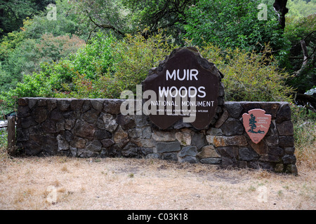Panneau d'entrée de Muir Woods National Park, California, USA, Amérique du Nord Banque D'Images