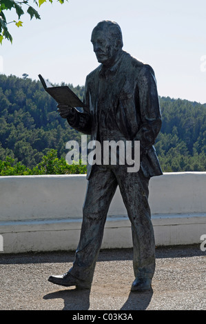 Villangomez Llobet, ancien consul, sculpture, livre, lecture, Sant Miquel de Balansat district, San Miguel, Ibiza island Banque D'Images