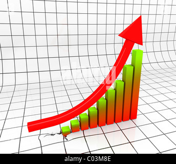Graphique avec la flèche dans le soulèvement 3D Banque D'Images