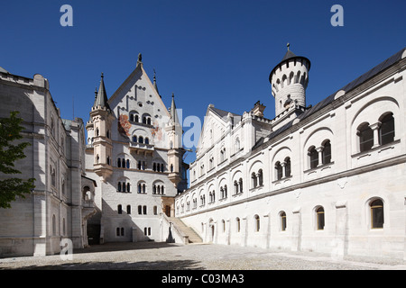 Cour du château château de Neuschwanstein, Ostallgaeu, Schwaben, Allgaeu, Bavaria, Germany, Europe Banque D'Images