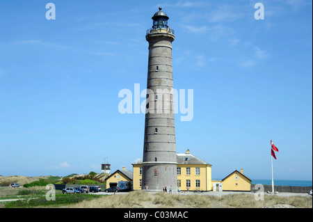 Phare à l'extrémité nord du Danemark où la mer du Nord et la mer Baltique rencontrez, Skagen, Jutland, Danemark, Europe Banque D'Images