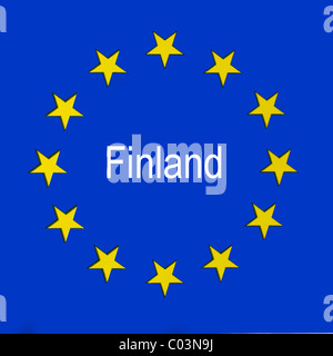 La Finlande dans l'Union européenne drapeau Banque D'Images