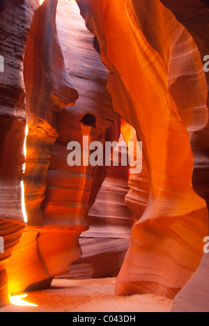 Beaux jeux de couleurs et de lumière à l'Upper Antelope Canyon, Arizona Banque D'Images