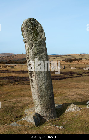 Long Tom ' ' une ancienne pierre christianisé près du village de larbins sur Bodmin Moor, Cornwall, UK Banque D'Images