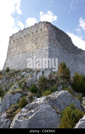 Château de Montségur, une forteresse cathare dans le Languedoc Roussillon Banque D'Images