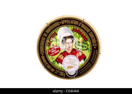 Camembert de Normandie (Normandie) forfait découpe isolé sur blanc, des matières premières. milkcheese Français Charles Lupica Banque D'Images