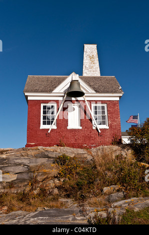 Point de Pemaquid Light Station Brouillard Bell House, Muscongus Bay, Bristol, Maine, USA. 1827 Banque D'Images