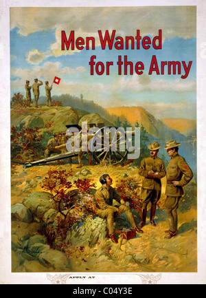 Les hommes recherchés pour l'affiche de recrutement de l'Armée Banque D'Images