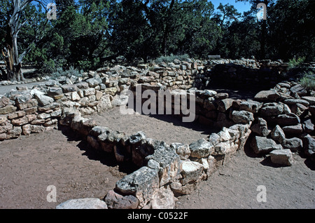 Les Indiens Anasazi Tusayan ruines le long de East Rim Drive, South Rim, le Parc National du Grand Canyon, Arizona, USA Banque D'Images