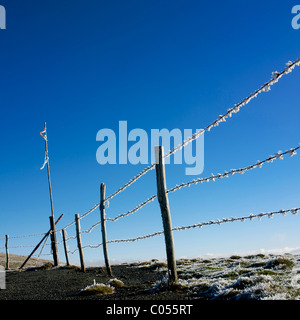 Fence couverts dans le givre en hiver Banque D'Images