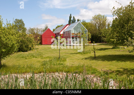 Non Classique Moderne Maison coulissante Suffolk en Angleterre. Photo:Jeff Gilbert Banque D'Images