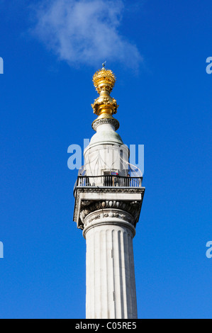 Le grand incendie de Londres Monument, Londres, Angleterre, Royaume-Uni, Banque D'Images
