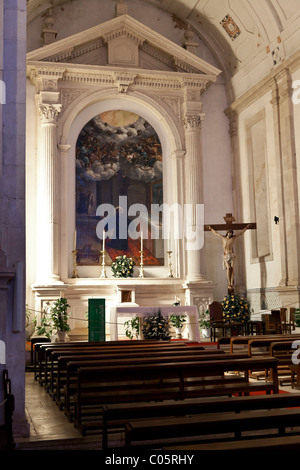 Hôpital de Jesus Cristo L'Église. 17e siècle l'architecture maniériste portugais, appelé Chão. Ville de Santarém, au Portugal. Banque D'Images