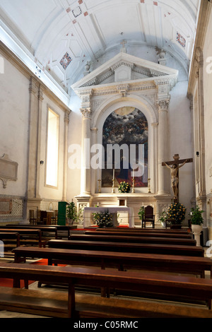 Hôpital de Jesus Cristo L'Église. 17e siècle l'architecture maniériste portugais, appelé Chão. Ville de Santarém, au Portugal. Banque D'Images