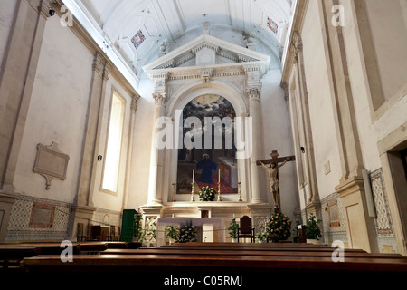 Hôpital de Jesus Cristo L'Église. 17e siècle l'architecture maniériste portugais, appelé Chão. Ville de Santarém, au Portugal. Banque D'Images